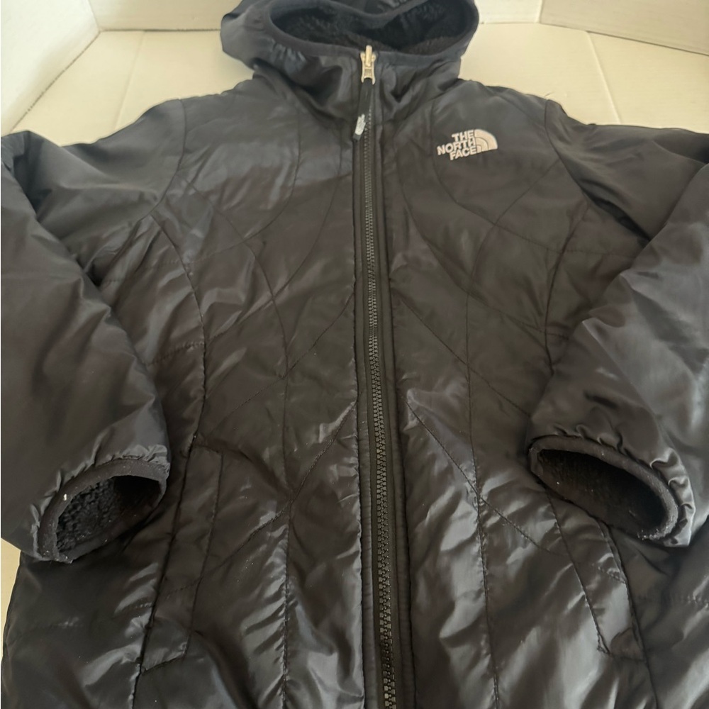The North Face Girls Reversible Full-Zip Hooded Fleece Jacket Size 10/12